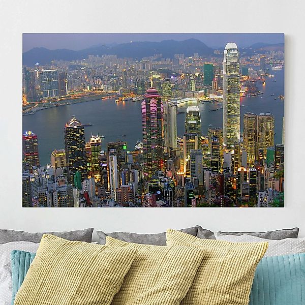 Leinwandbild Architektur & Skyline - Querformat Hongkong Skyline günstig online kaufen