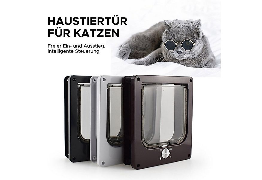 Refttenw Katzenklappe Sicherheits-Haustier-Tür mit 4-Wege-Schloss,Katzentür günstig online kaufen