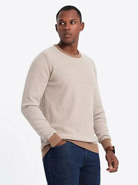 OMBRE Rundhalspullover Herren RELAXED FIT gemusterter Strickpullover günstig online kaufen