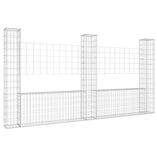 vidaXL Gabionenkorb U-Form mit 3 Säulen Eisen 260x20x150 cm 151283 günstig online kaufen