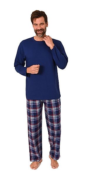 Normann Pyjama Herren Schlafanzug lang, Pyjama mit Flanell-Hose in Karo-Opt günstig online kaufen