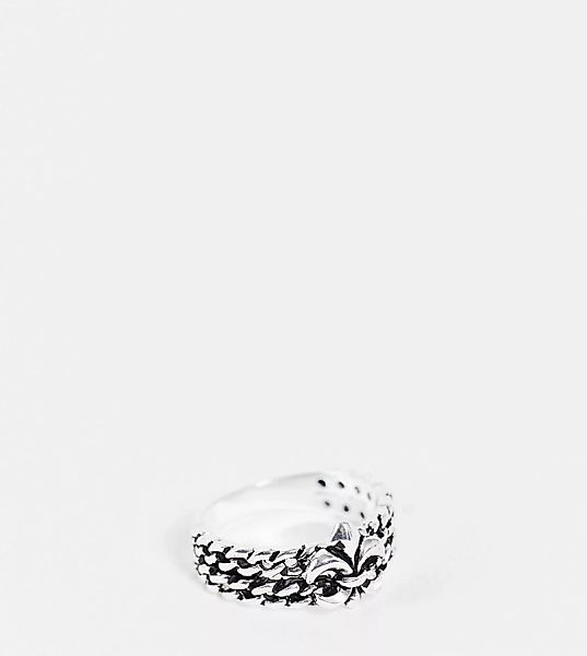 ASOS DESIGN – Ring aus Sterlingsilber im Kettendesign mit Fleur-de-Lis-Verz günstig online kaufen