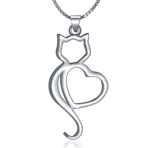NAHLE Kette mit Anhänger Herz Katze Silberkette Katzen Liebhaber Kette Kätz günstig online kaufen