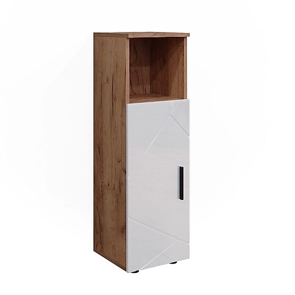 Vicco Midischrank Irma Eiche/Weiß Hochglanz 30 x 95 cm günstig online kaufen