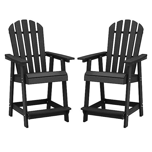 Costway Hoher Adirondack Stuhl mit Fußstütze HDPE Schwarz günstig online kaufen