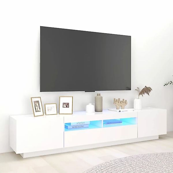 Tv-schrank Mit Led-leuchten Weiß 200x35x40 Cm günstig online kaufen