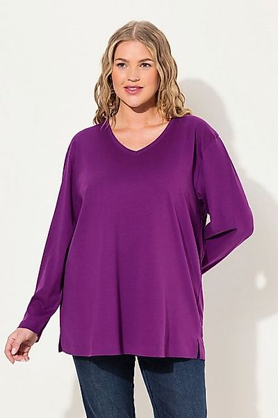 Ulla Popken T-Shirt Shirt V-Ausschnitt Relaxed Langarm günstig online kaufen