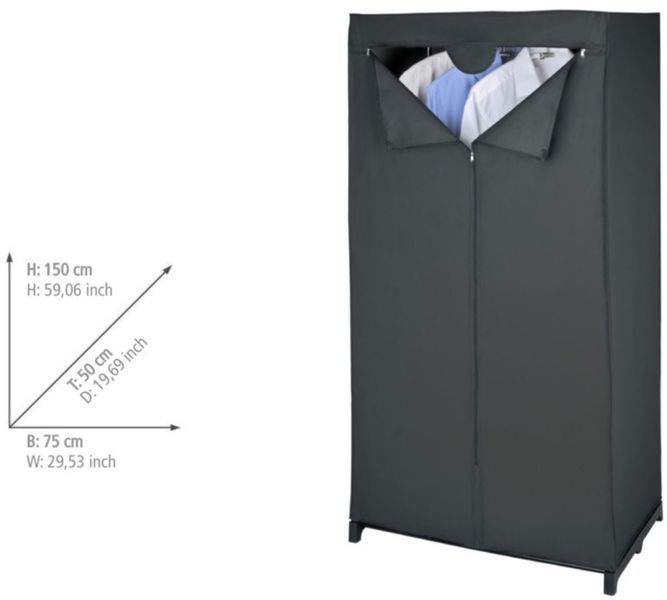 WENKO Stoffschrank "Modell Deep Black" mit Kleiderstange & Reißverschluss, günstig online kaufen