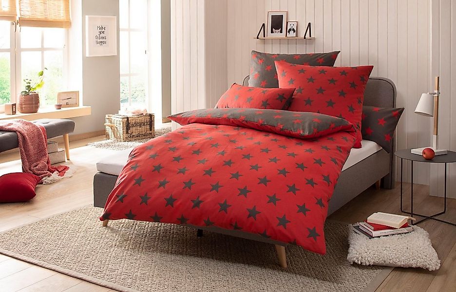 OTTO home Wendebettwäsche STELLA, Linon, 3 teilig, Bettwäsche mit Sternen, günstig online kaufen