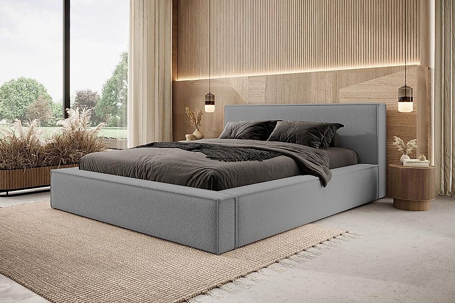 Compleo Polsterbett Boucle-Bett mit Stauraum, Doppelbett günstig online kaufen