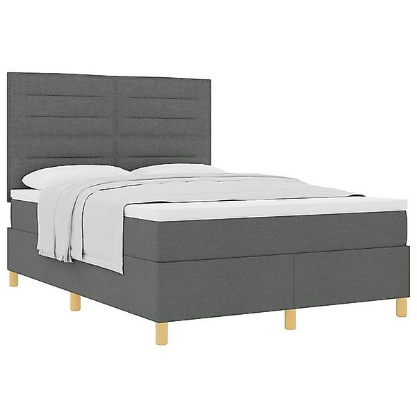 vidaXL Bett Boxspringbett mit Matratze Dunkelgrau 160x200 cm Stoff (1-tlg) günstig online kaufen