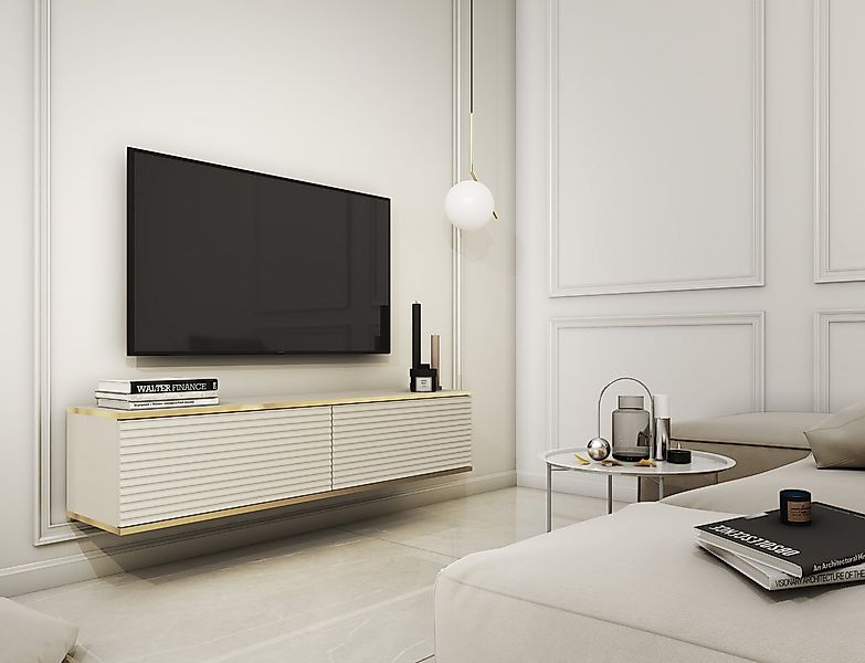 MOEBLO TV-Board Dayn RTV - 135 MDF (Moderne Hängeschrank Lamellen Lowboard günstig online kaufen