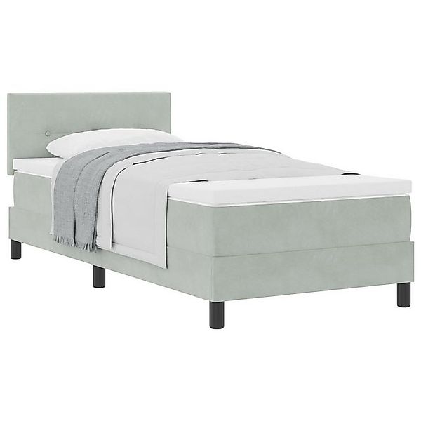 vidaXL Bett Boxspringbett mit Matratze Hellgrau Einzel Samt (1-tlg) günstig online kaufen