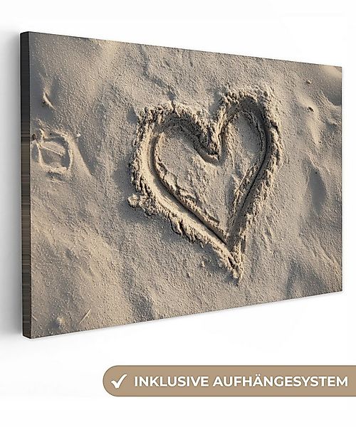 OneMillionCanvasses® Leinwandbild Herzform - Signiert - Beige - Sand, Fotod günstig online kaufen