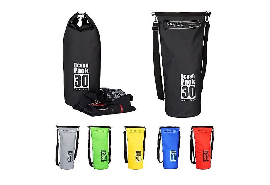 relaxdays Drybag Ocean Pack 30L wasserdicht, schwarz günstig online kaufen
