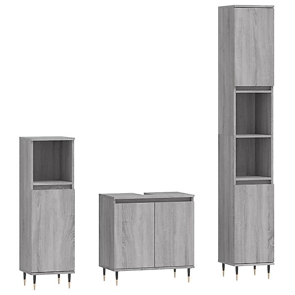 vidaXL Badezimmer-Set 3-tlg. Badmöbel-Set Grau Sonoma günstig online kaufen