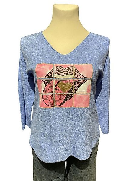 Fashion and Sports Strickpullover K4-7 Pullover mit Glitzer Print Zunge günstig online kaufen