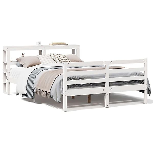 vidaXL Massivholzbett ohne Matratze Weiß 140x200 cm Kiefernholz 3305827 günstig online kaufen