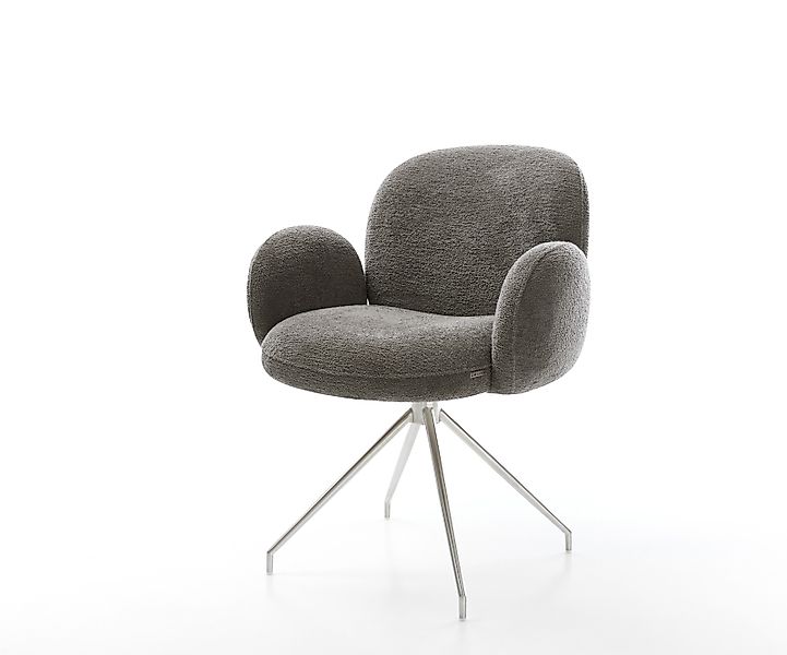 Esszimmerstuhl Nube-Flex mit Armlehnen Bouclé Soft Schlamm Kreuzgestell kon günstig online kaufen