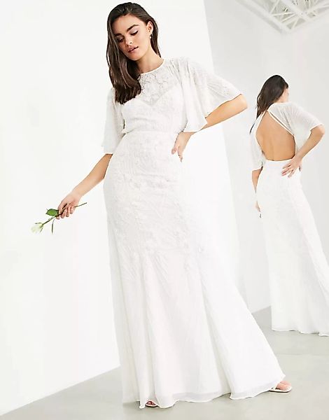 ASOS EDITION – Gabriella – Verziertes Vintage-Hochzeitskleid mit Fledermaus günstig online kaufen
