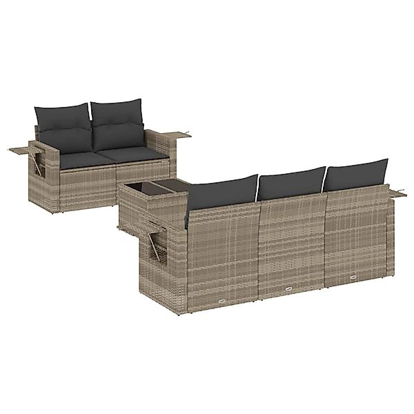 vidaXL 6-Tlg Garten-Sofagarnitur mit Kissen Hellgrau Poly Rattan 3219901 günstig online kaufen
