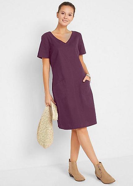 bonprix Minikleid für warme Tage, aus Leinen und Baumwolle, A-Linie, mit V- günstig online kaufen