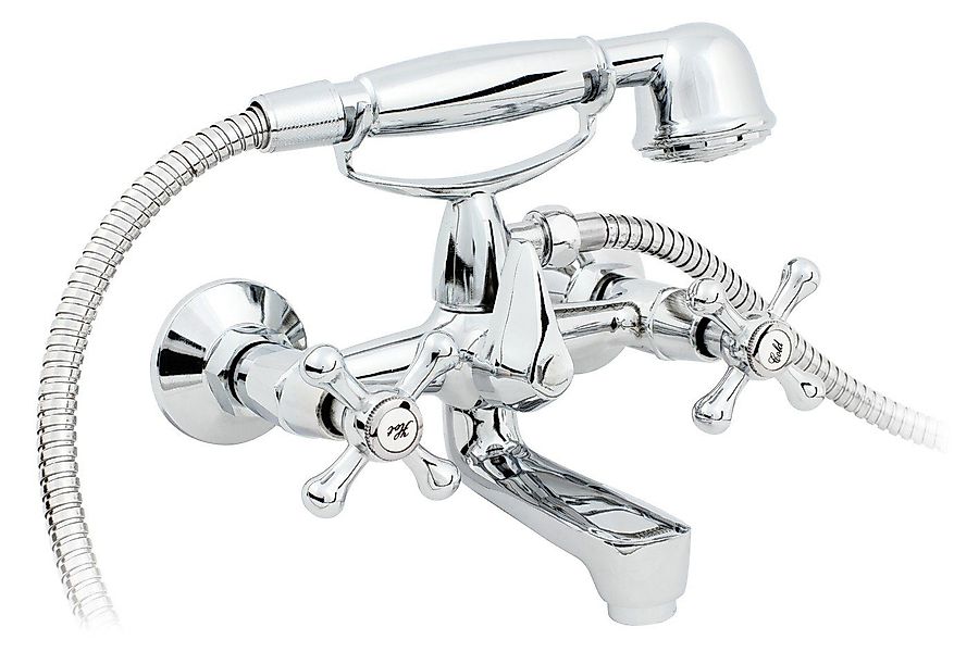Hydroland Wannenarmatur RETRO Bad Zweigriffmischer Kreuzgriffe günstig online kaufen