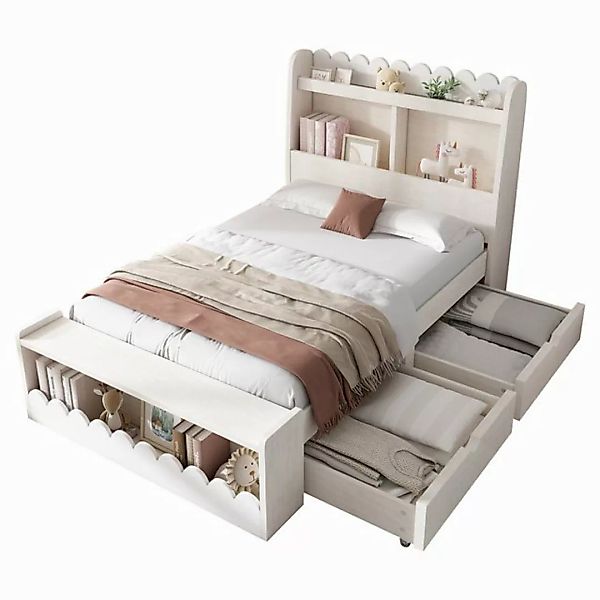 REDOM Kinderbett Holzbett mit Stauraum (Einzelbett, Stauraumbett, 1-tlg., 9 günstig online kaufen