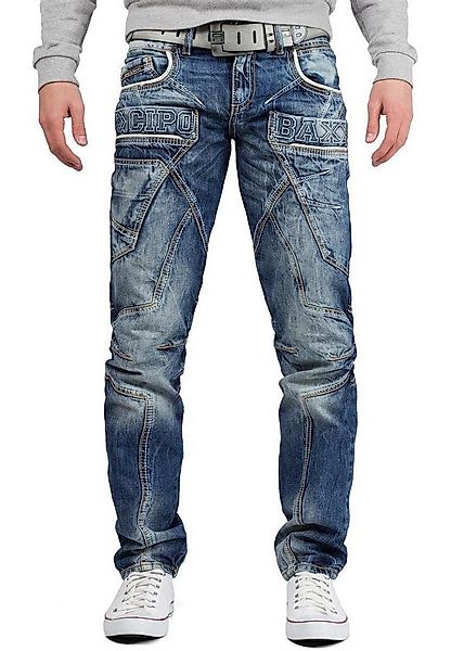 Cipo & Baxx Regular-fit-Jeans Herren Regular Fit Hose Stonewashed BA-CD391 günstig online kaufen