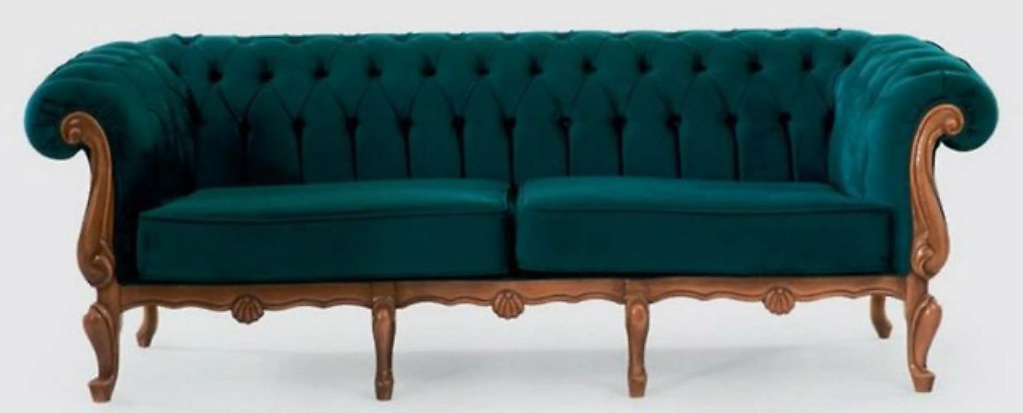 Casa Padrino Chesterfield-Sofa Luxus Barock Chesterfield Sofa Grün / Braun günstig online kaufen