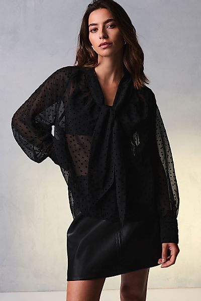 Next Langarmbluse Langärmelige Bluse mit Bindeausschnitt günstig online kaufen