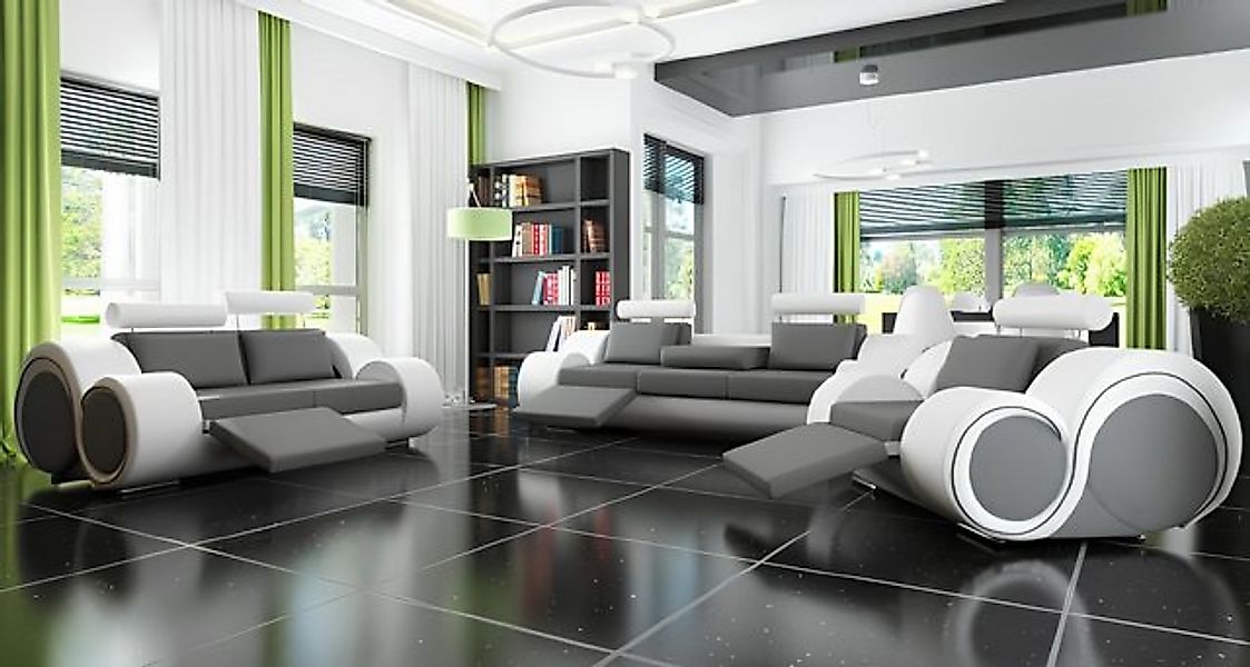 JVmoebel Sofa Leder Sofa Sofagarnitur 321 Sitz USB Couchgarnitur Polstergar günstig online kaufen