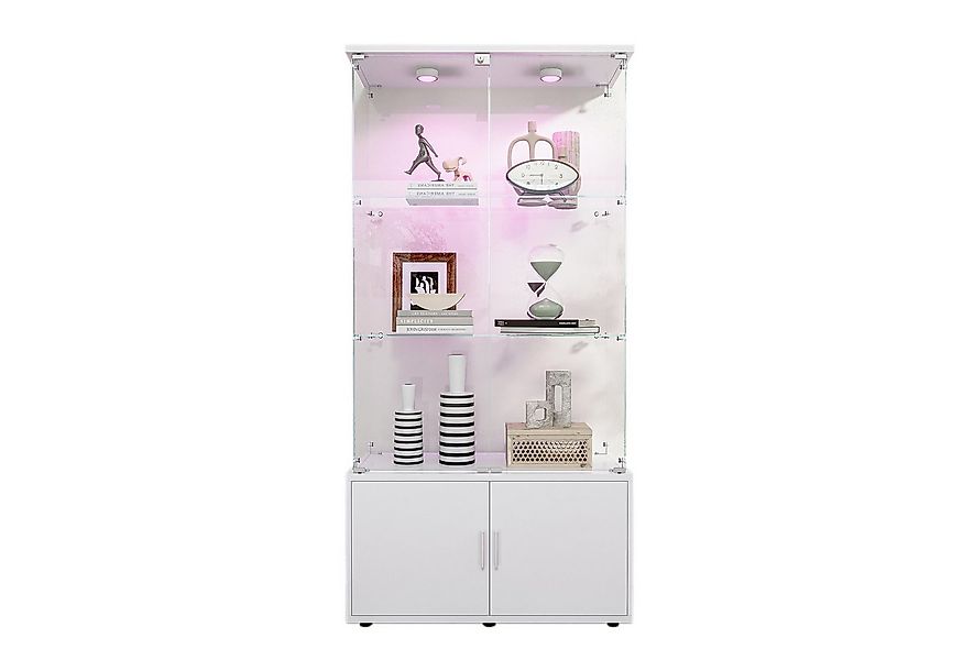 FUROKOY Glasvitrine Standvitrinen mit Kabinett, Vitrine (Vitrinenschrank mi günstig online kaufen