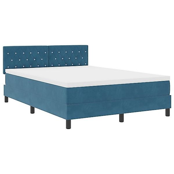 vidaXL Bett Boxspringbett mit Matratze Dunkelblau 160x200 cm Samt (1-tlg) günstig online kaufen