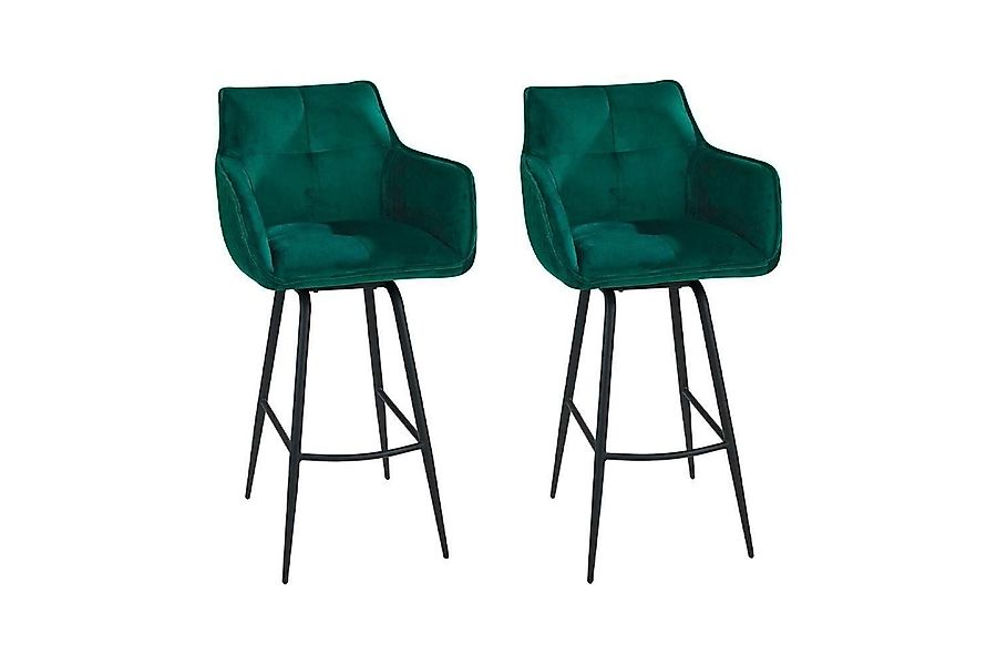 Home4You Barhocker, 2er Set, Grün, Samt, günstig online kaufen