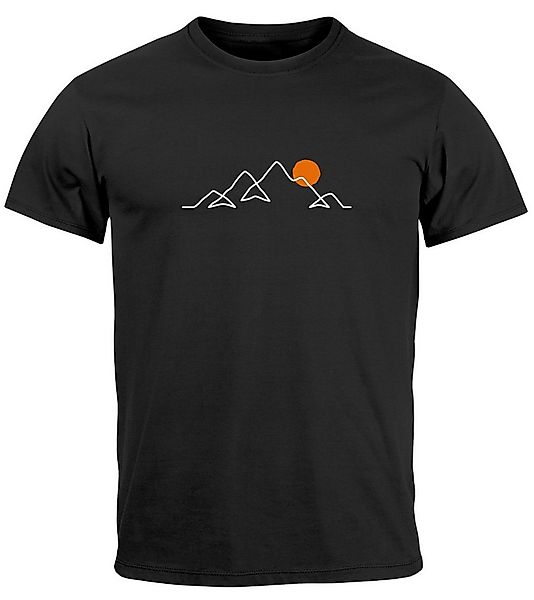 Neverless Print-Shirt Herren T-Shirt Frontprint Line-Art Berge Wandern Natu günstig online kaufen