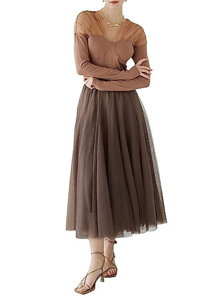 DEBAIJIA Meshrock Meshrock Damen Maxirock Sommer Elegant Lange Röcke Kleid günstig online kaufen