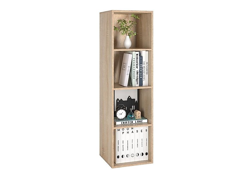 Homfa Bücherregal mit 4 Fächern, Regal eiche Standregal Holzregal 30x30x106 günstig online kaufen