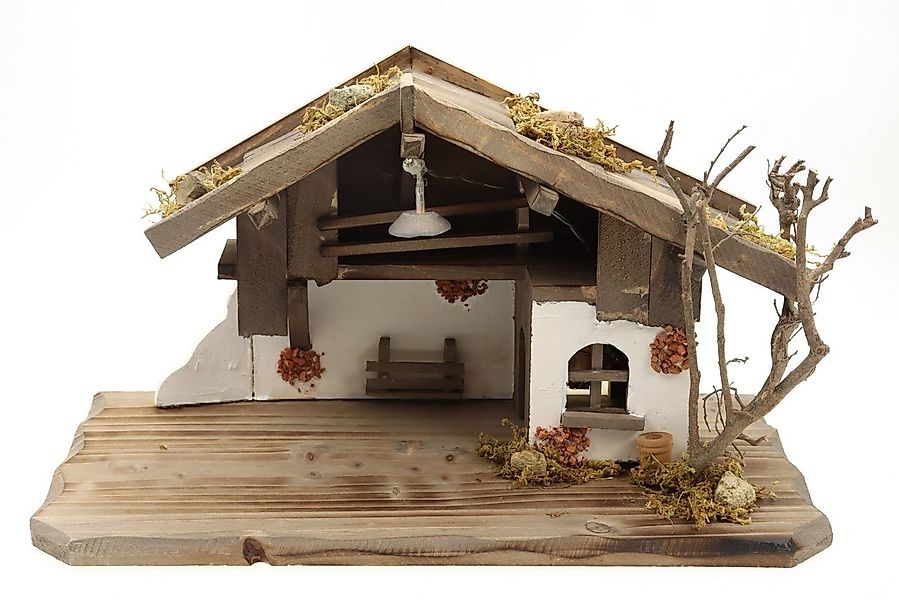 ELLUG Krippe Holz Krippenstall mit Licht 38*18*21cm (OHNE Krippenfiguren) ( günstig online kaufen