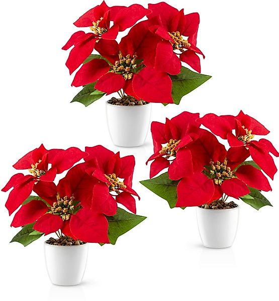 Winterliche Kunstpflanze Weihnachtsstern künstlich, Künstlicher Weihnachtss günstig online kaufen