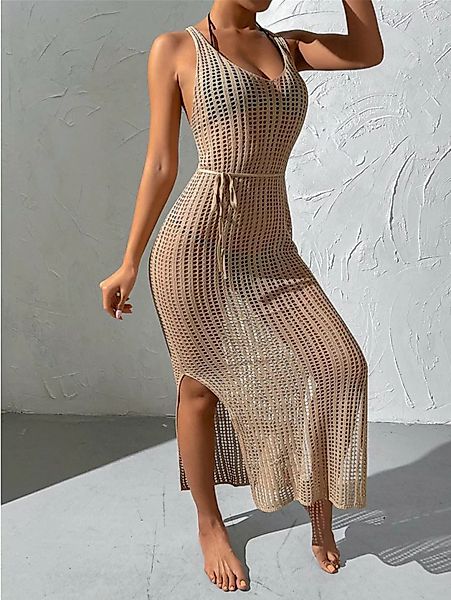 ZWY Strandkleid Damen Badeanzug Mesh Cover Up High Split Kordelzug Bikini ( günstig online kaufen
