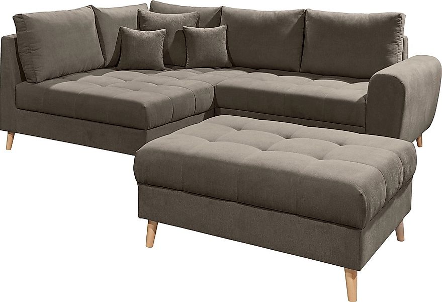 ED EXCITING DESIGN Ecksofa "Alice L-Form", (Set), mit Hocker & 3 Zierkissen günstig online kaufen