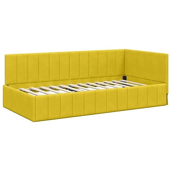 vidaXL Eckbettgestell mit Kopfteil Gelb 90 x 190 cm Stoff 42016303 günstig online kaufen