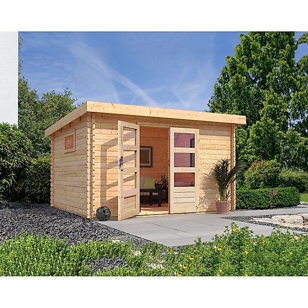Karibu Gartenhaus Jeebel 4 m. Tür Eco Naturbelassen 217 x 342 x 282 cm günstig online kaufen
