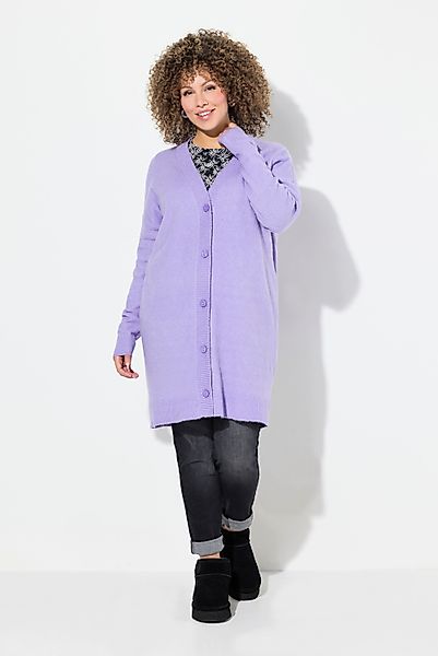 Ulla Popken Strickjacke Strickjacke Boxy-Schnitt V-Ausschnitt günstig online kaufen