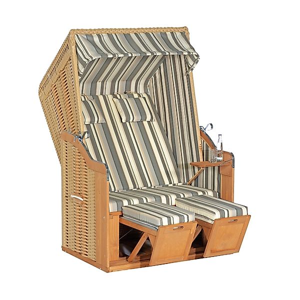 Natur24 Gartenstrandkorb Rustikal 50 2-Sitzer Kunststoffgeflecht Beige günstig online kaufen