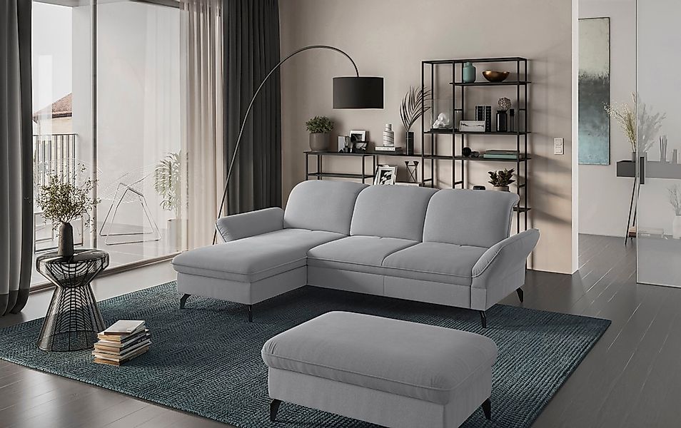 sit&more Ecksofa »Leandro L-Form« Wahlweise mit Bett-, Kopfteil - und Armle günstig online kaufen