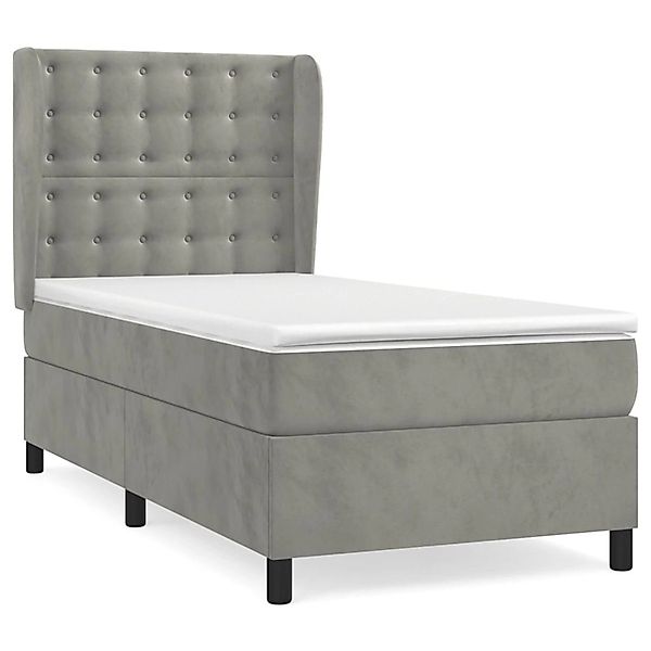 vidaXL Boxspringbett mit Matratze Hellgrau 100x200 cm Samt1400361 günstig online kaufen