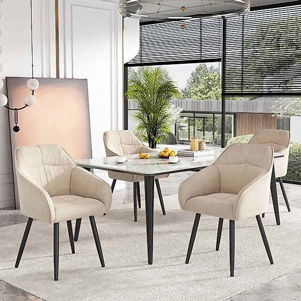 Küchenstühle, 4er-Set Samt, Ergonomische Rückenlehne, Modern Elegant, Gepol günstig online kaufen