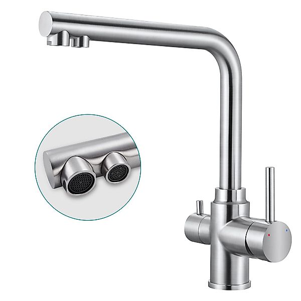 WOOHSE Spültischarmatur 3 Wege Wasserhahn Küche, günstig online kaufen